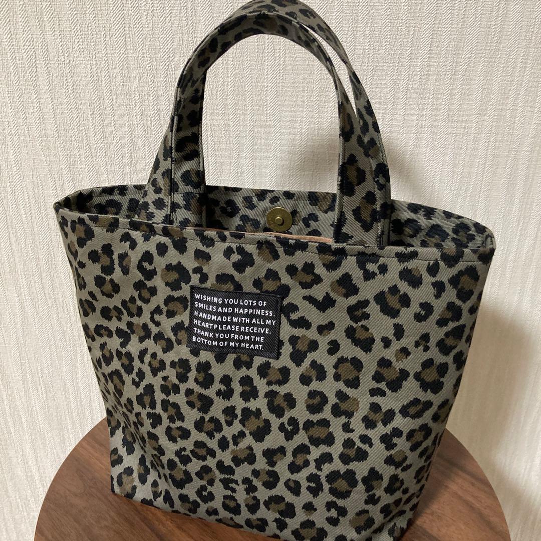 トートバッグ レオパード ミニトート ハンドメイド ヒョウ柄