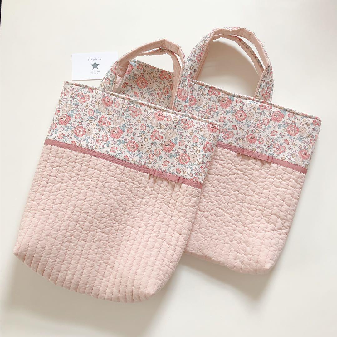 さくら様専用 リバティプリント使用 フェリシテ サーモンピンク 入園入学グッズ 画像2