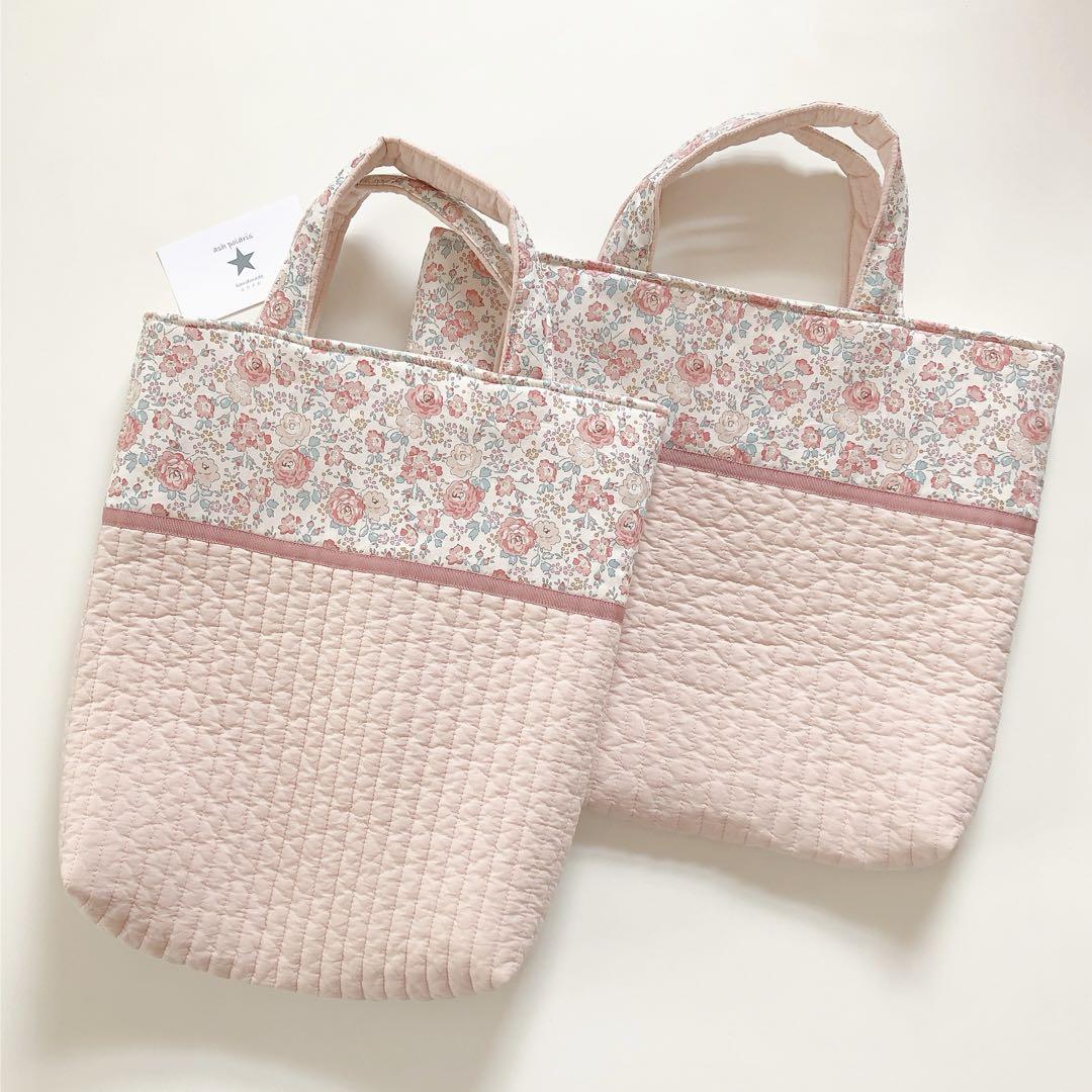 さくら様専用 リバティプリント使用 フェリシテ サーモンピンク 入園入学グッズ 画像5
