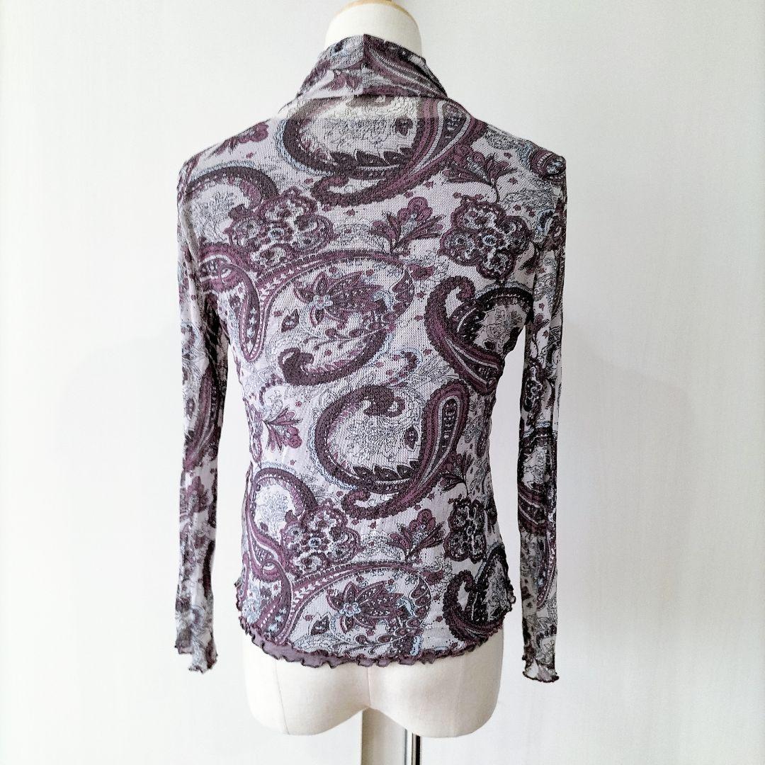 【極美品】サイオシルク100%シルク ペイズリー柄 タートルネック M