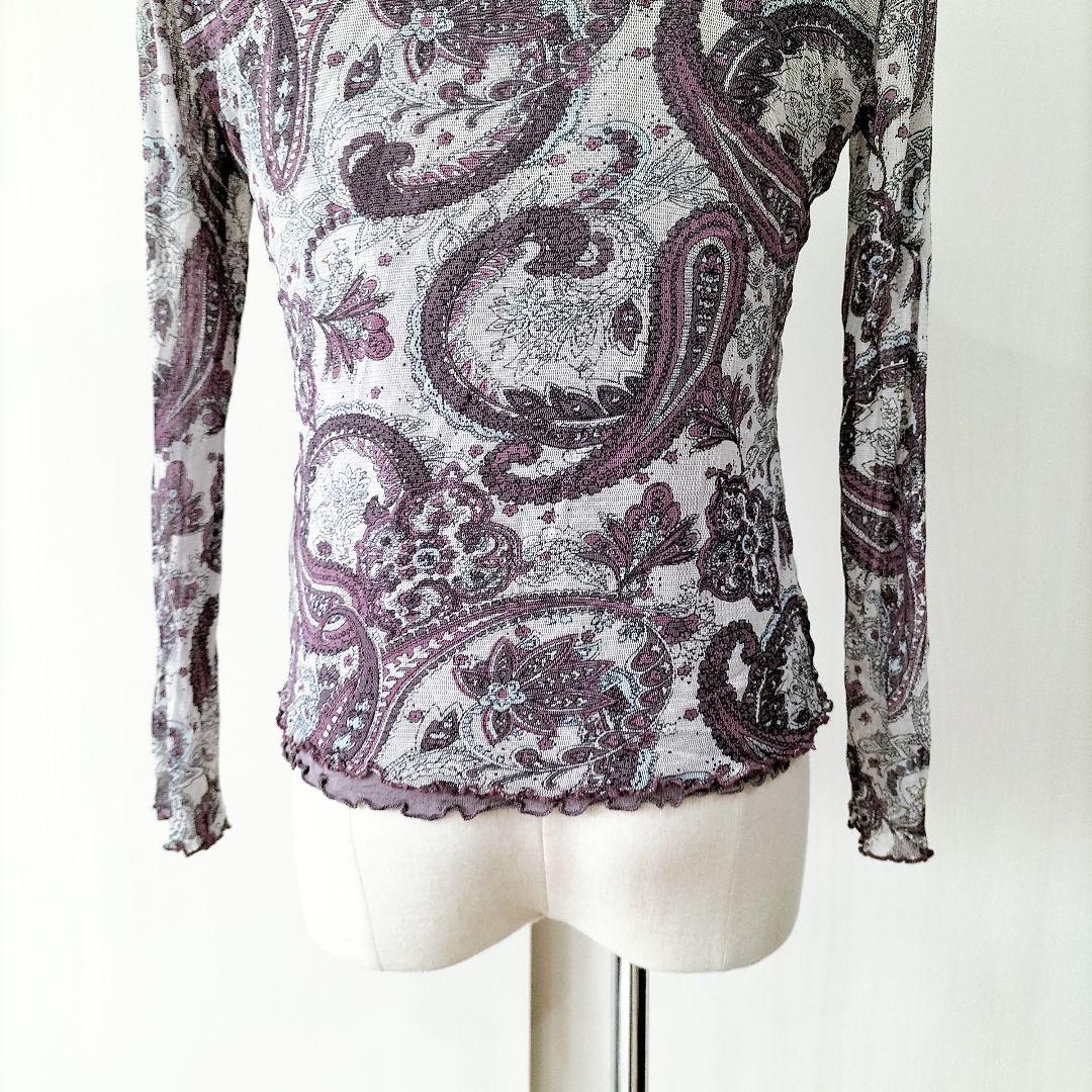 【極美品】サイオシルク100%シルク ペイズリー柄 タートルネック M