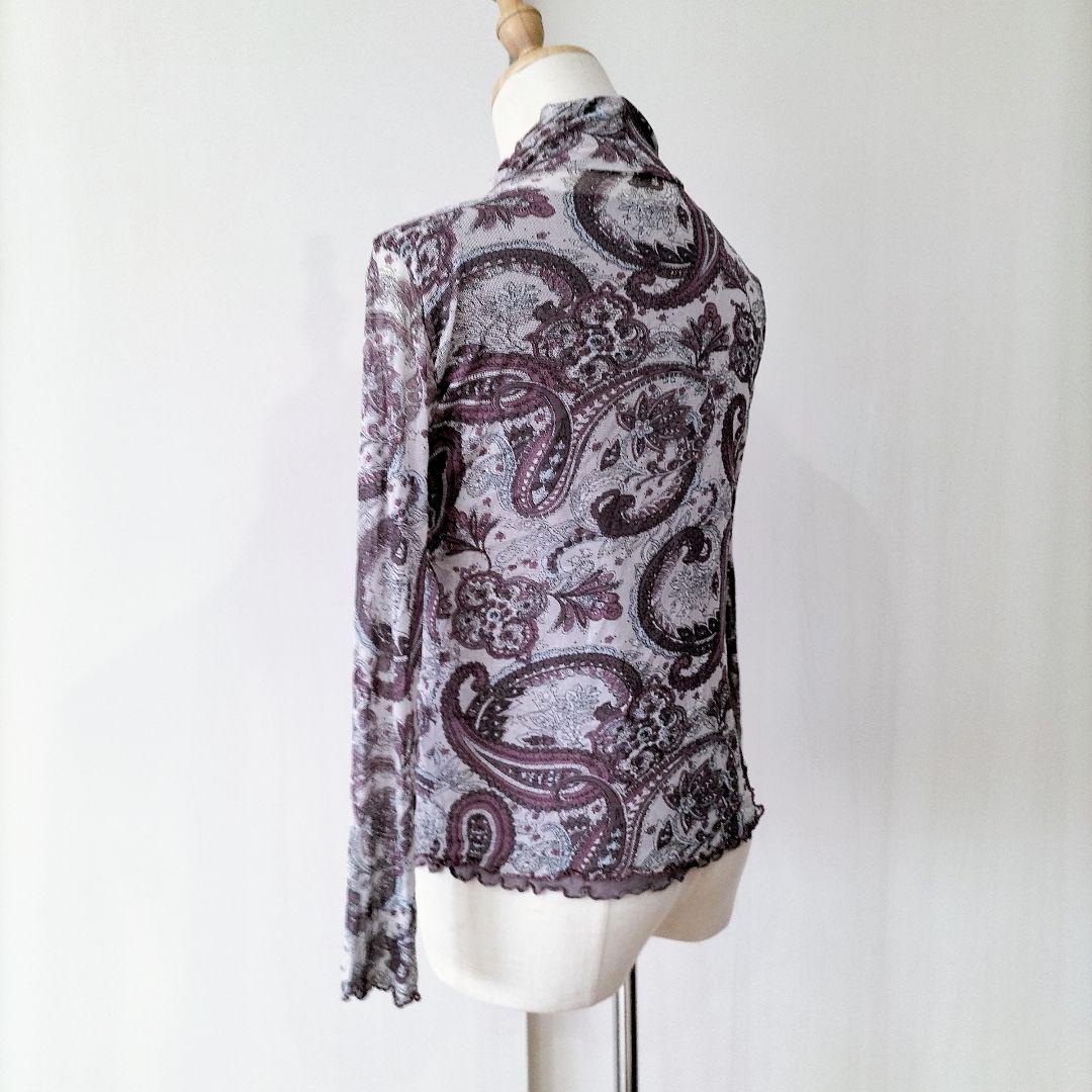 【極美品】サイオシルク100%シルク ペイズリー柄 タートルネック M