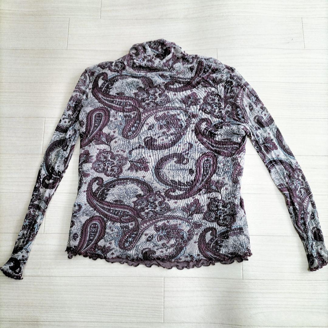 【極美品】サイオシルク100%シルク ペイズリー柄 タートルネック M