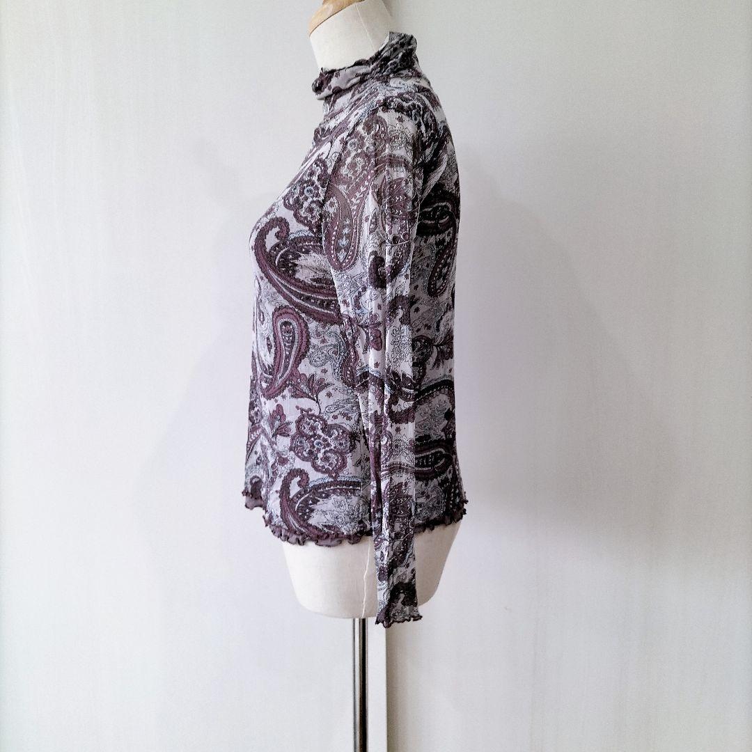 【極美品】サイオシルク100%シルク ペイズリー柄 タートルネック M