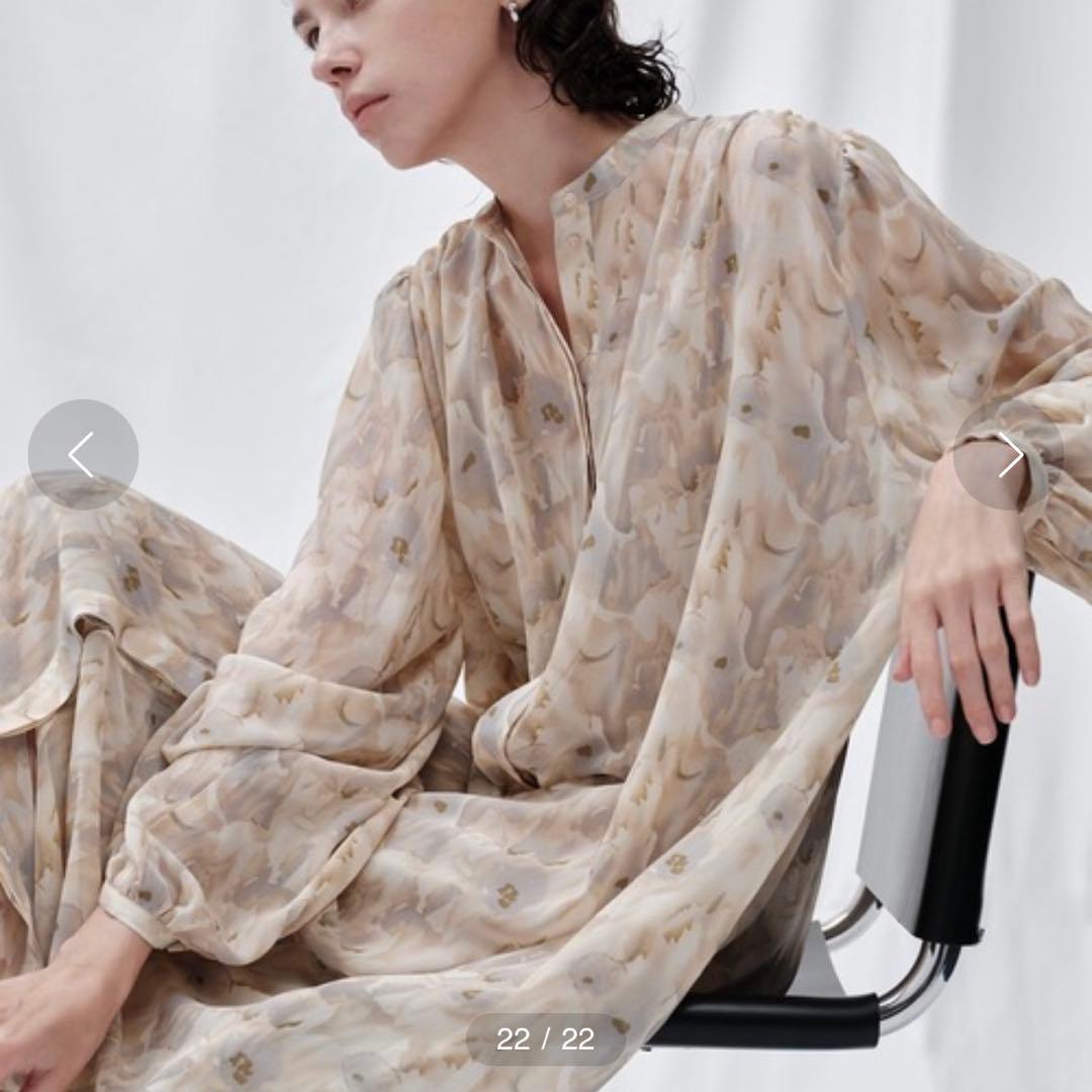 【美品】AKTE パターンロングワンピース　シフォン