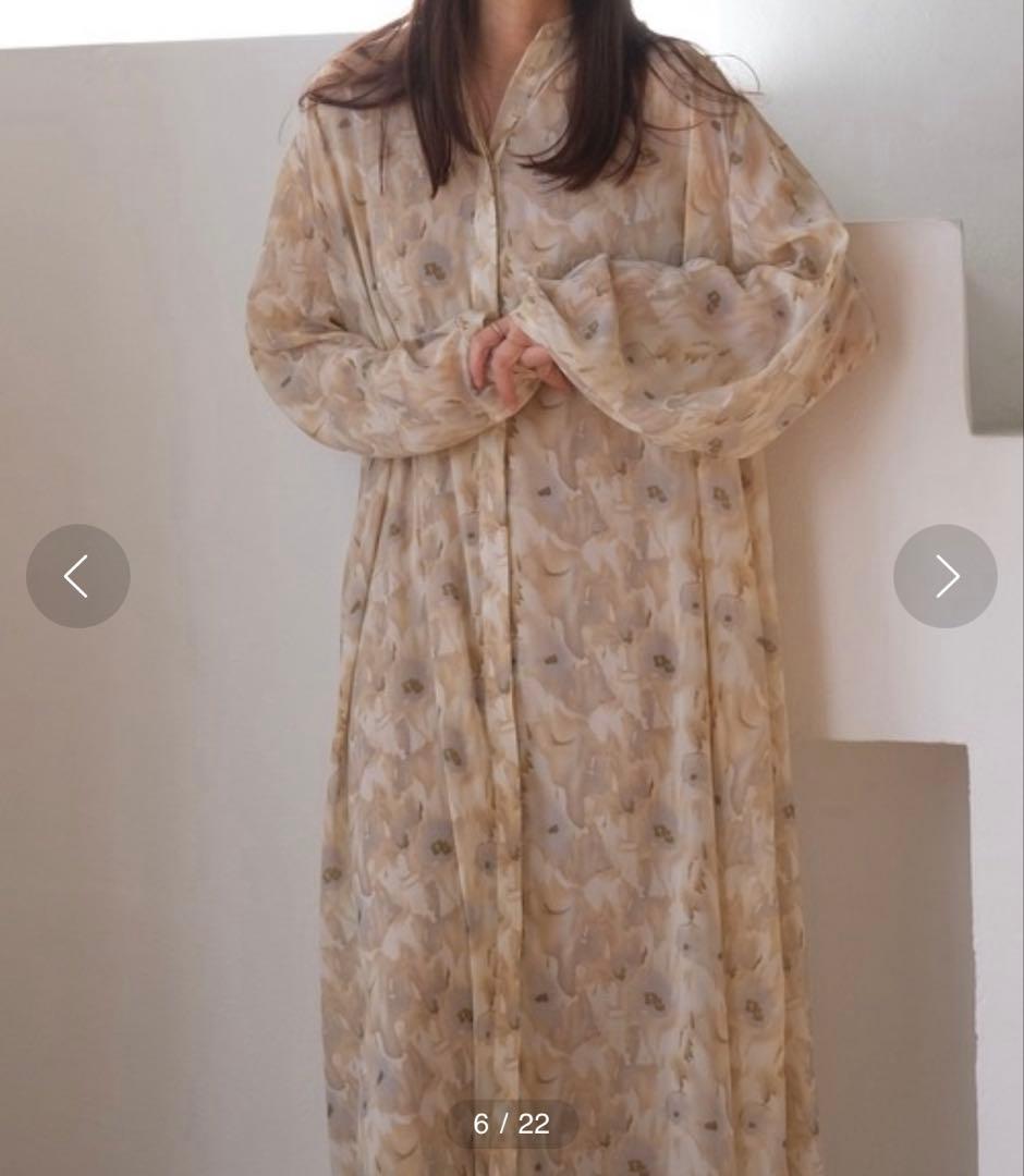 【美品】AKTE パターンロングワンピース　シフォン