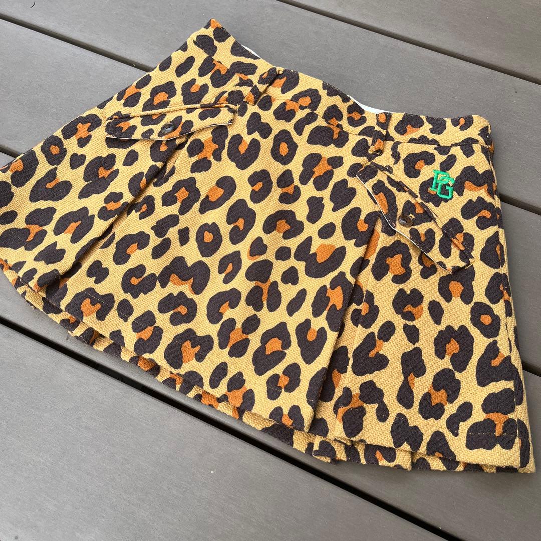 パーリーゲイツ ヒョウ柄 ウールスカート レオパード 総柄 プリーツ 0S PEARLY GATES