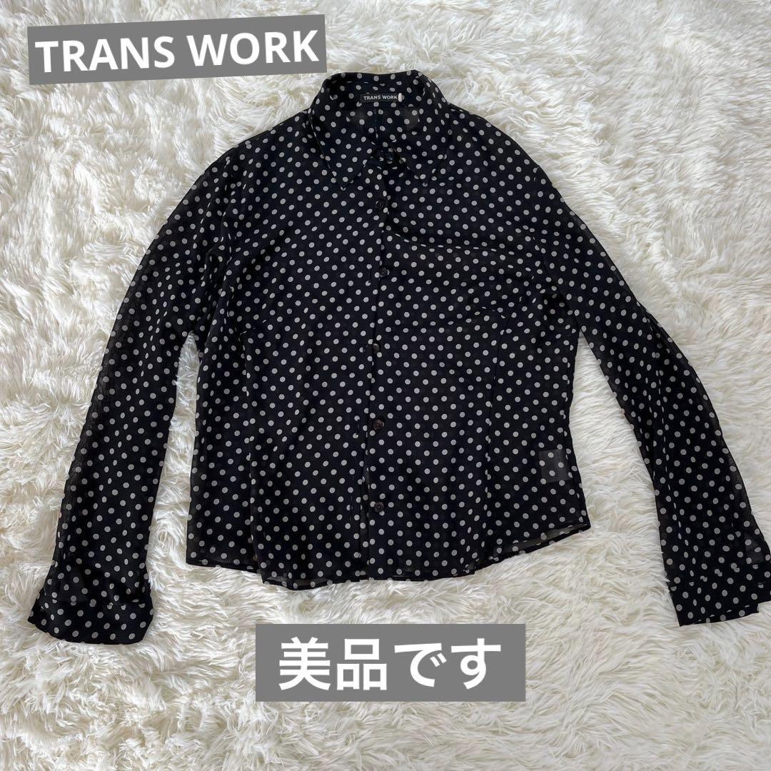 TRANS WORK(トランスワーク)ドット柄シフォンボウタイ長袖ブラウス日本製
