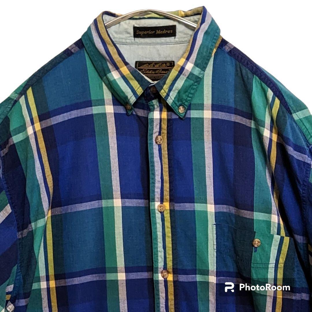 エディーバウアー Eddie Bauer 黒タグ マドラスチェックシャツ 古着