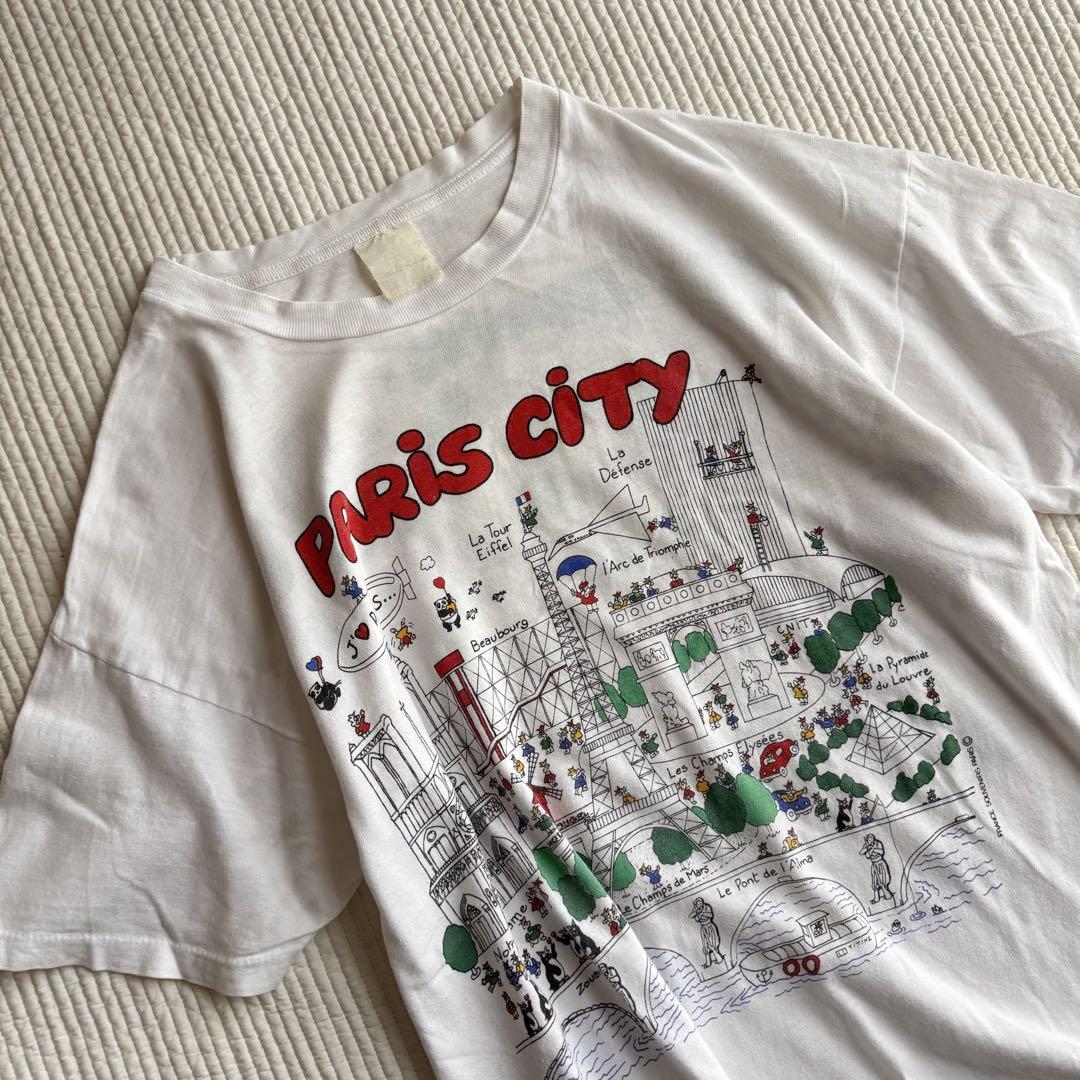 used PARIS パリ スーベニア Tシャツ 両面 半袖 古着