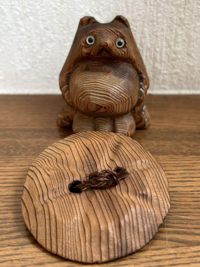 木彫り たぬき 置物 ペア 工芸品 - メルカリ