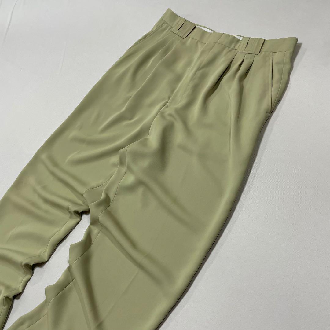 90s Vintage 3タック センタープレス スラックス 光沢 ドレープ