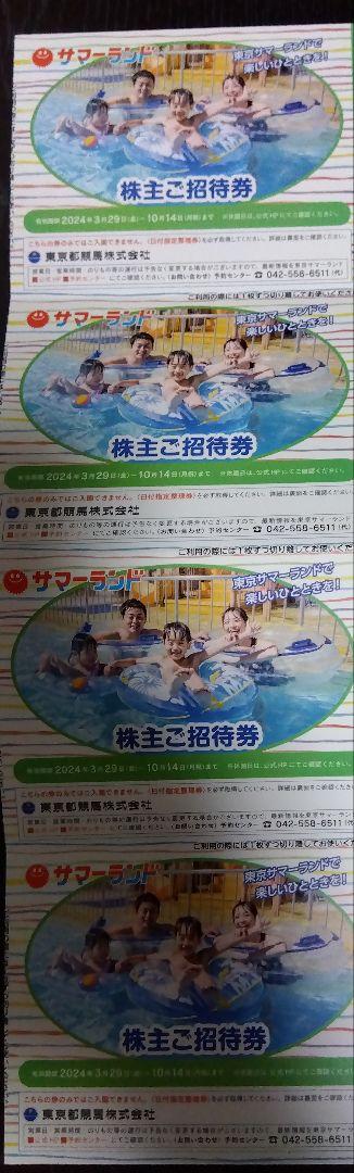 サマーランド株主優待　４枚
