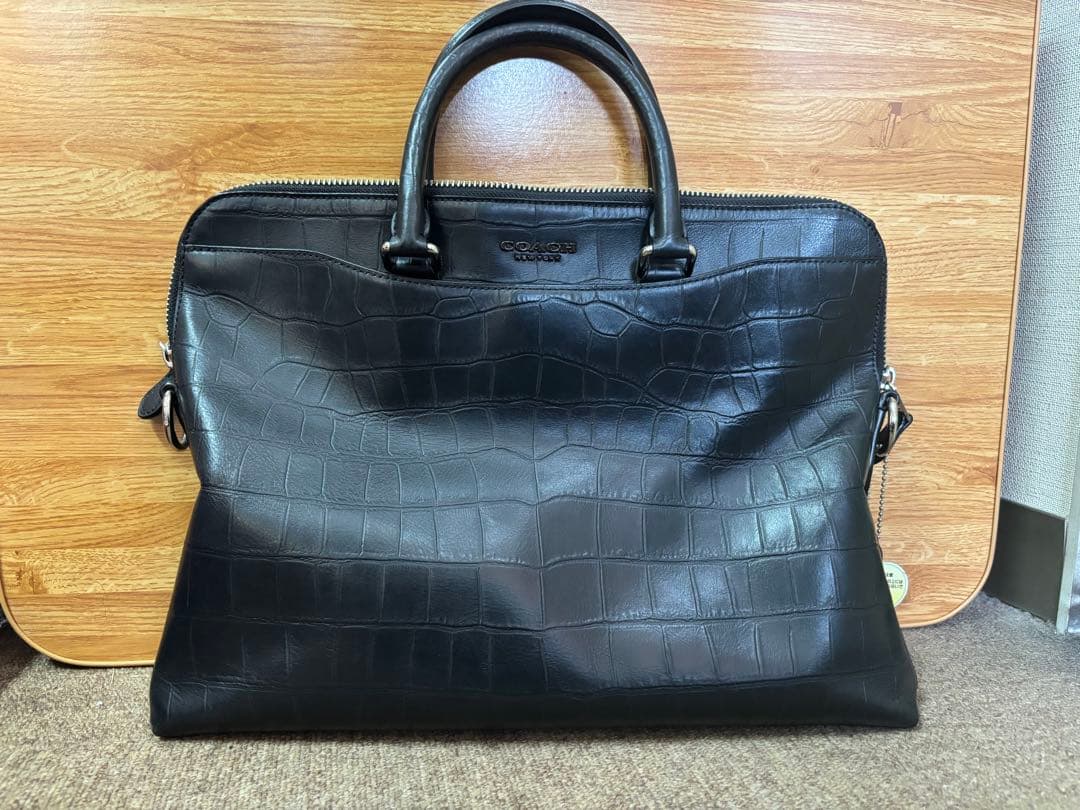 コーチ　F72970　クロコ型押しレザー　2WAYショルダー　ビジネスバッグ