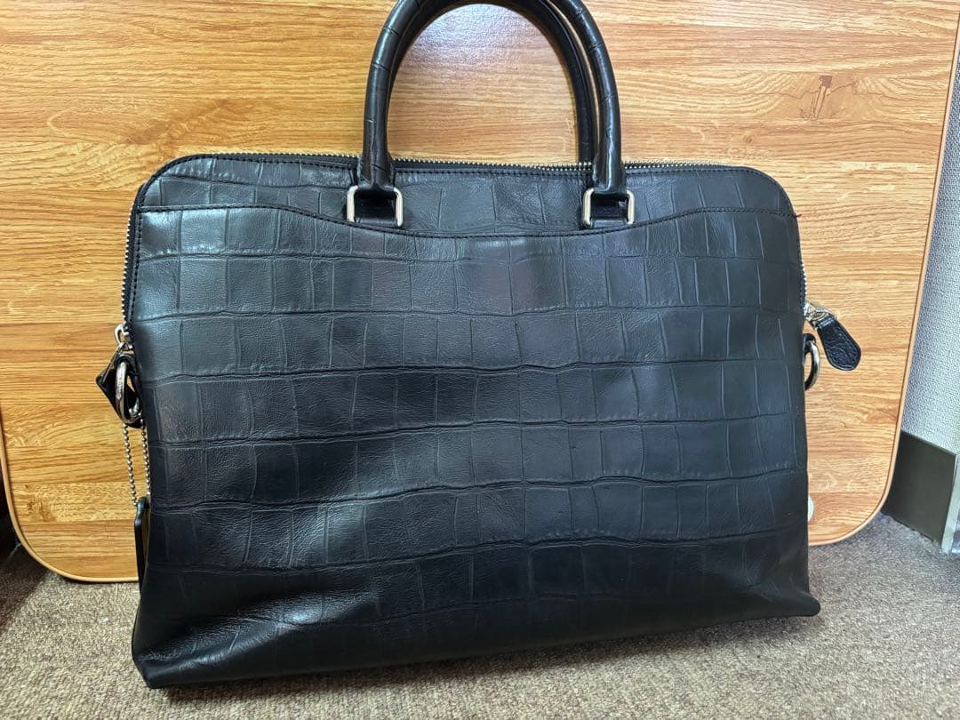 コーチ　F72970　クロコ型押しレザー　2WAYショルダー　ビジネスバッグ