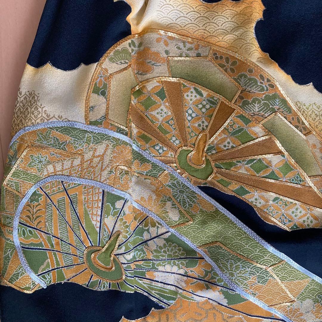 黒留袖　着物　リメイク　ワンピース　羽織り　和装　kimono 昭和　和風