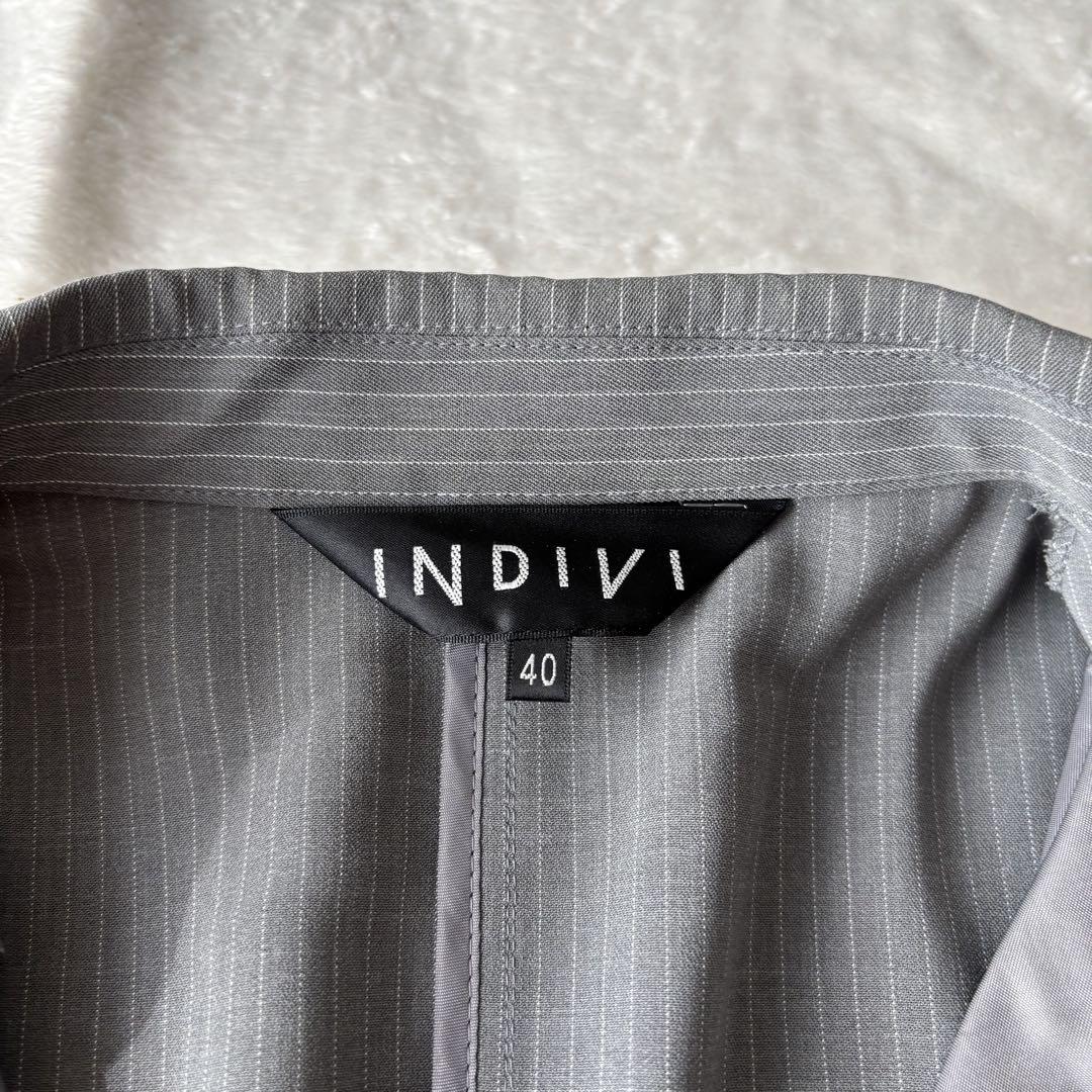 ✨極美品✨INDIVI インディヴィ　スーツ　パンツ　グレー　大きいサイズ　L