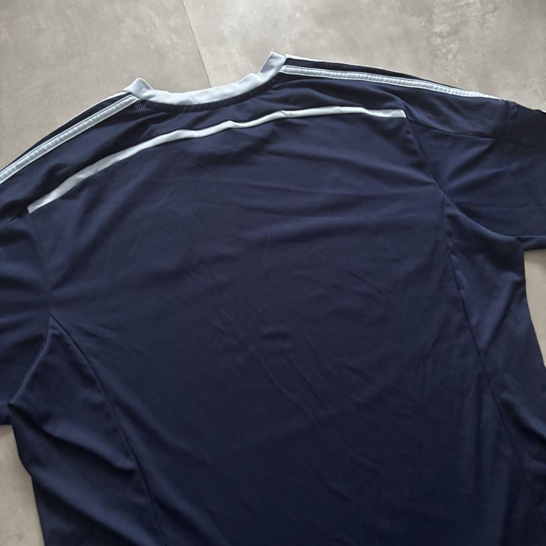 00s adidas アディダス ゲームtシャツ サッカーt ボーダー 青