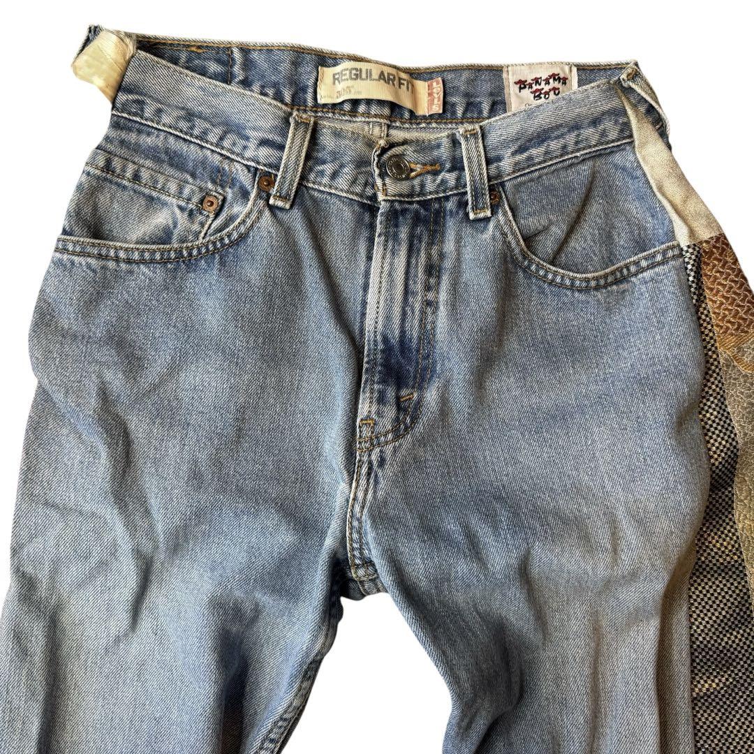 levi's505 panama boy★w31 リメイクデニムパンツ　フレア levi's505 panama boy☆w31 リメイクデニムパンツ フレア