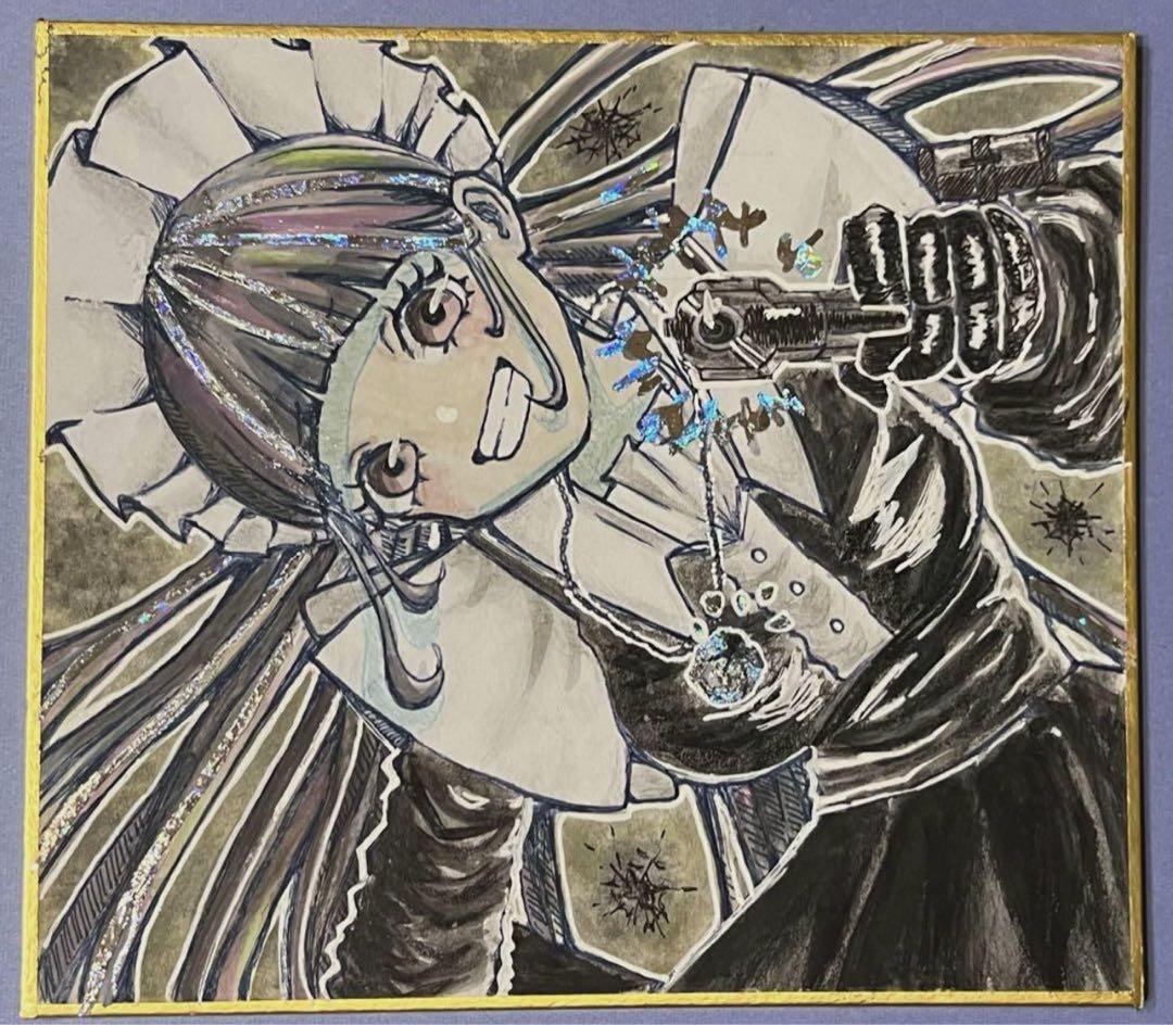 アナログ オリジナル 手描きイラスト 色紙