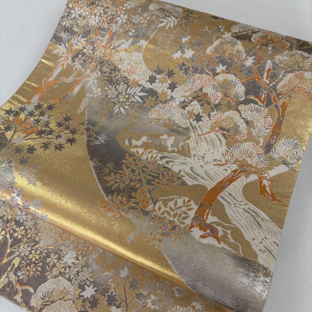 袋帯 金彩織柄 上品な加工 正絹 AO-3039