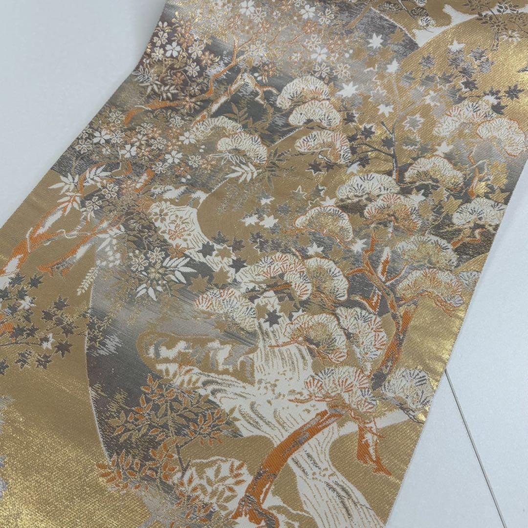 袋帯 金彩織柄 上品な加工 正絹 AO-3039