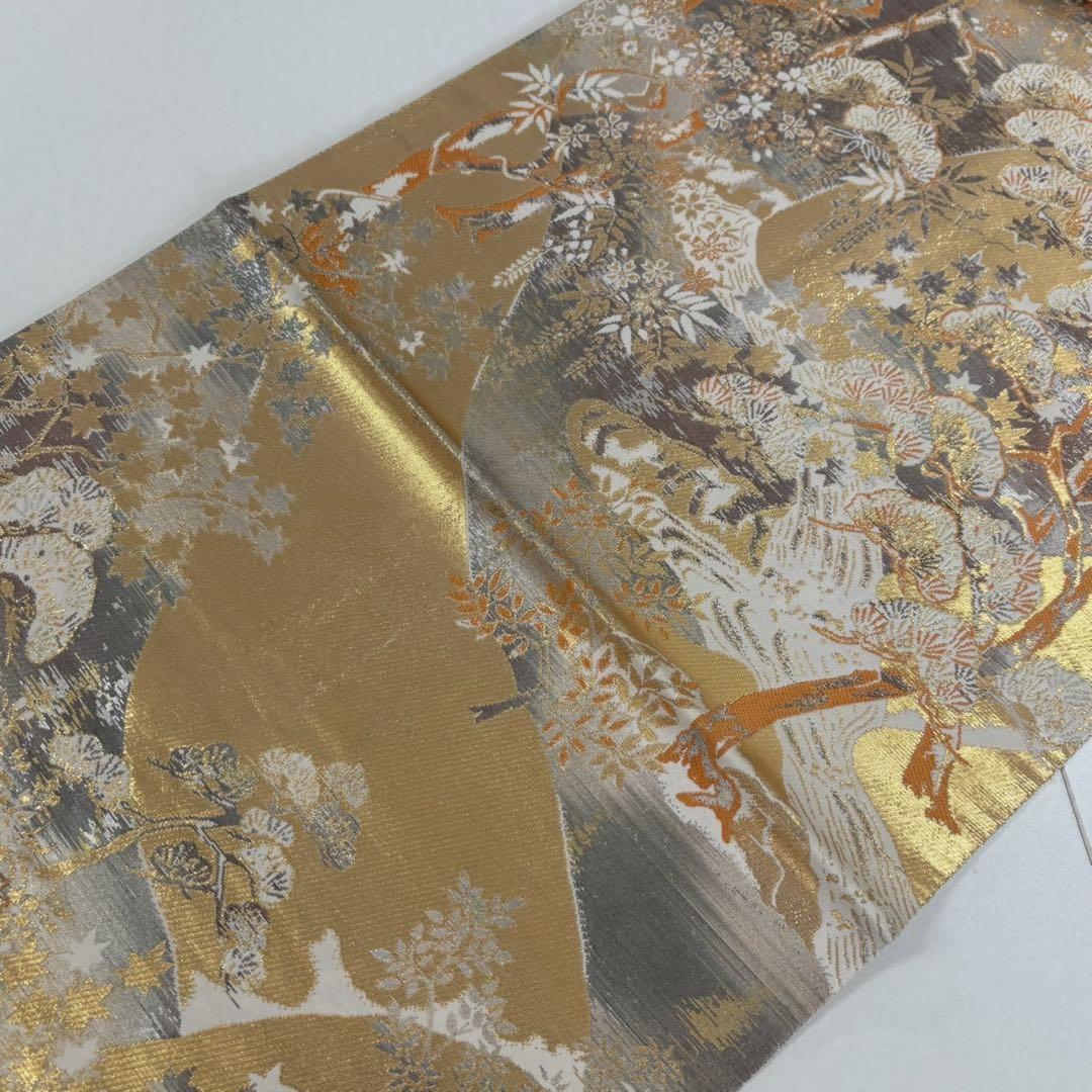 袋帯 金彩織柄 上品な加工 正絹 AO-3039