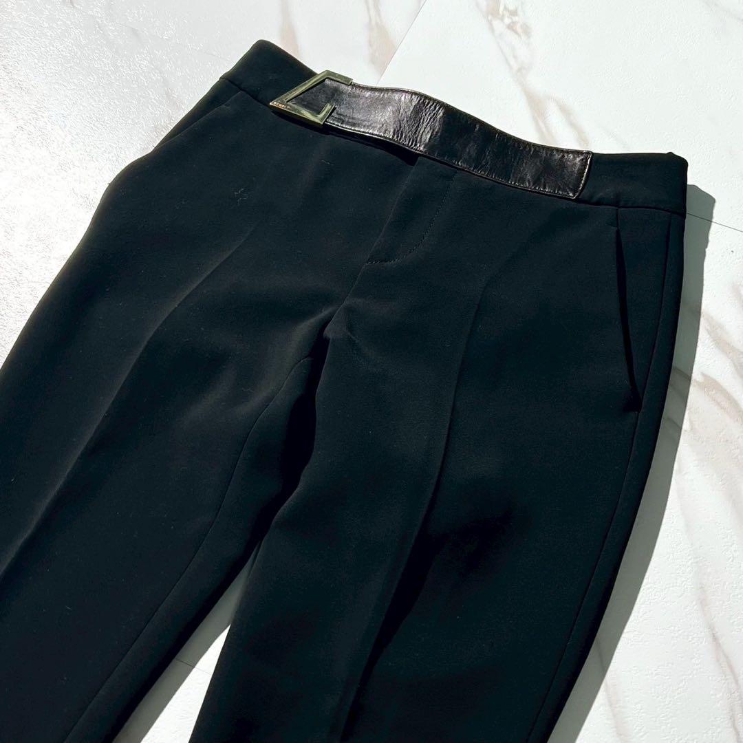 Gロゴレザーベルト付スラックス パンツ