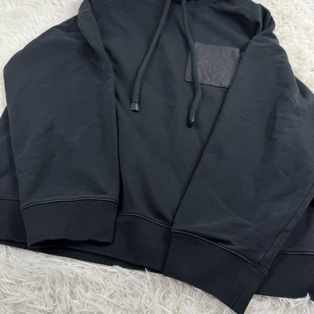 LOEWE アナグラム レザーパッチ パーカー ブラック M