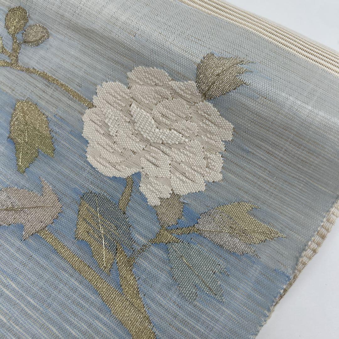 夏帯 名古屋帯 絽綴れ 一輪の花 織柄 夏物 八寸 正絹 MO-9204