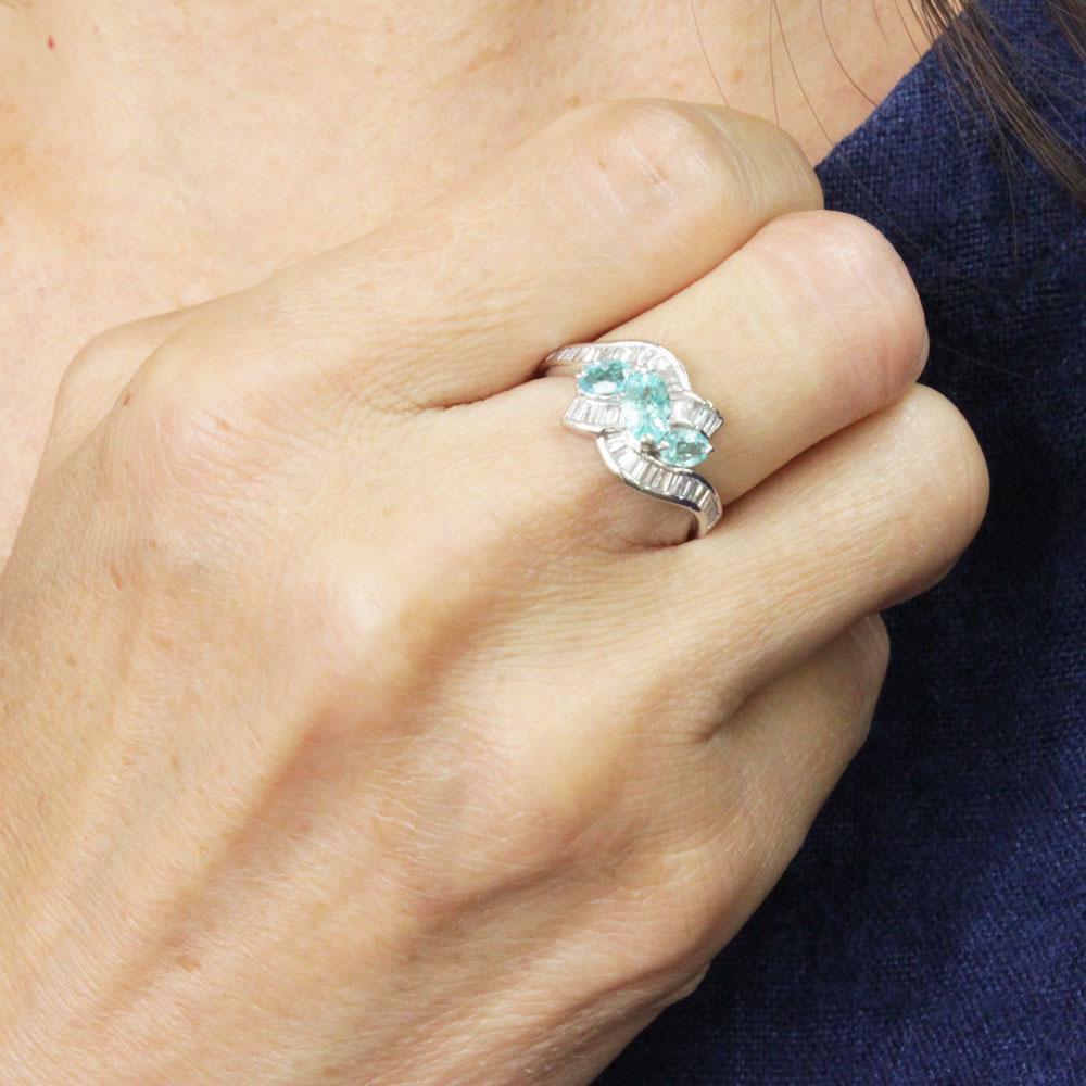 リング ほぼ 1ct パライバトルマリン ダイヤモンド プラチナ リング 鑑別 ドイツのショルツ首相 鑑別付 リング パライバトルマリン Pt900 新品 リング