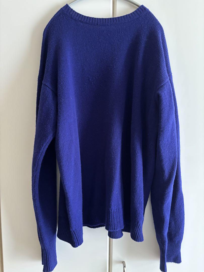 COMOLI ラムズウールガンジーネックニット ブルー　BUE