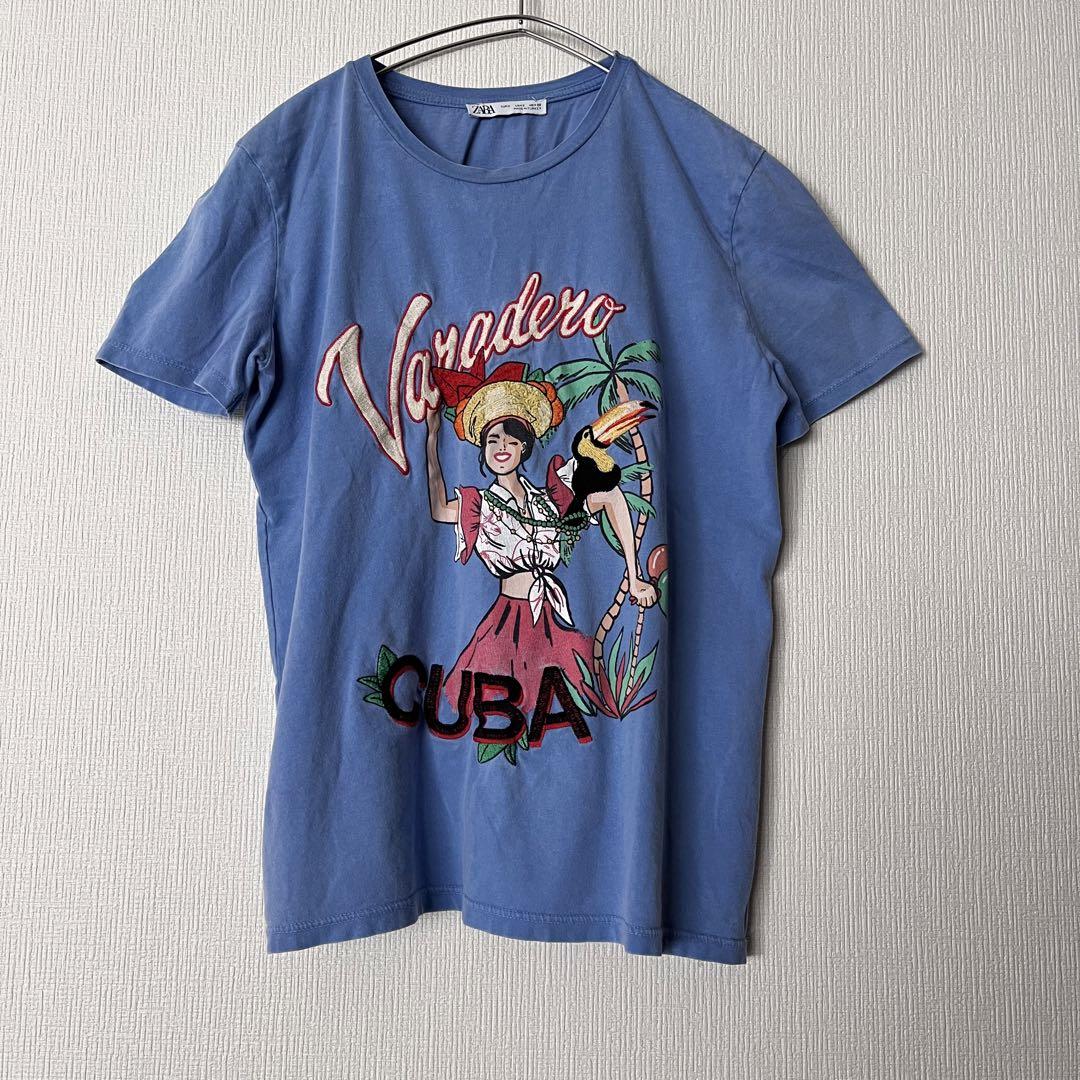 ZARA ザラ ヴィンテージTシャツ CUBA キューバ プリント 刺繍