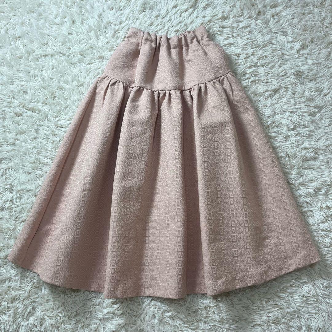 【公式】フジのお歳暮・冬ギフト 美品 アンミヌ UNMINOU ふくれジャガード ロングスカート ピンク スカート