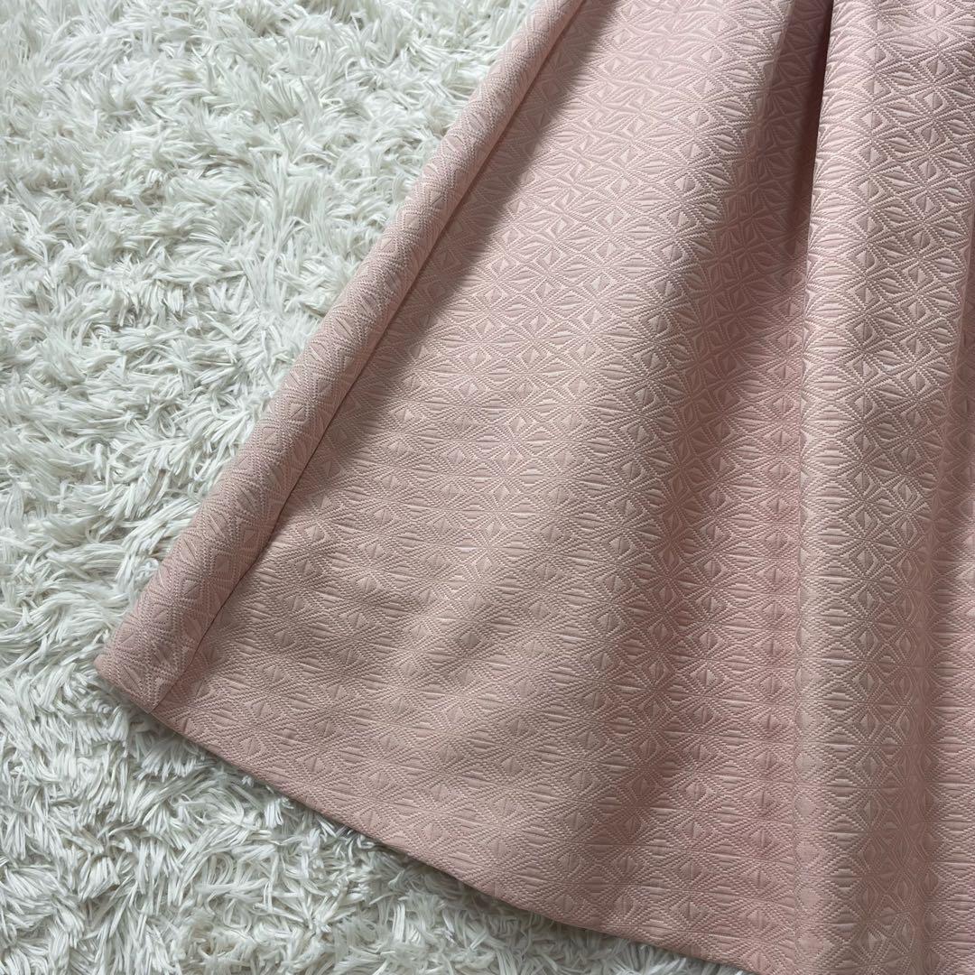 美品 アンミヌ UNMINOU ふくれジャガード ロングスカート ピンク