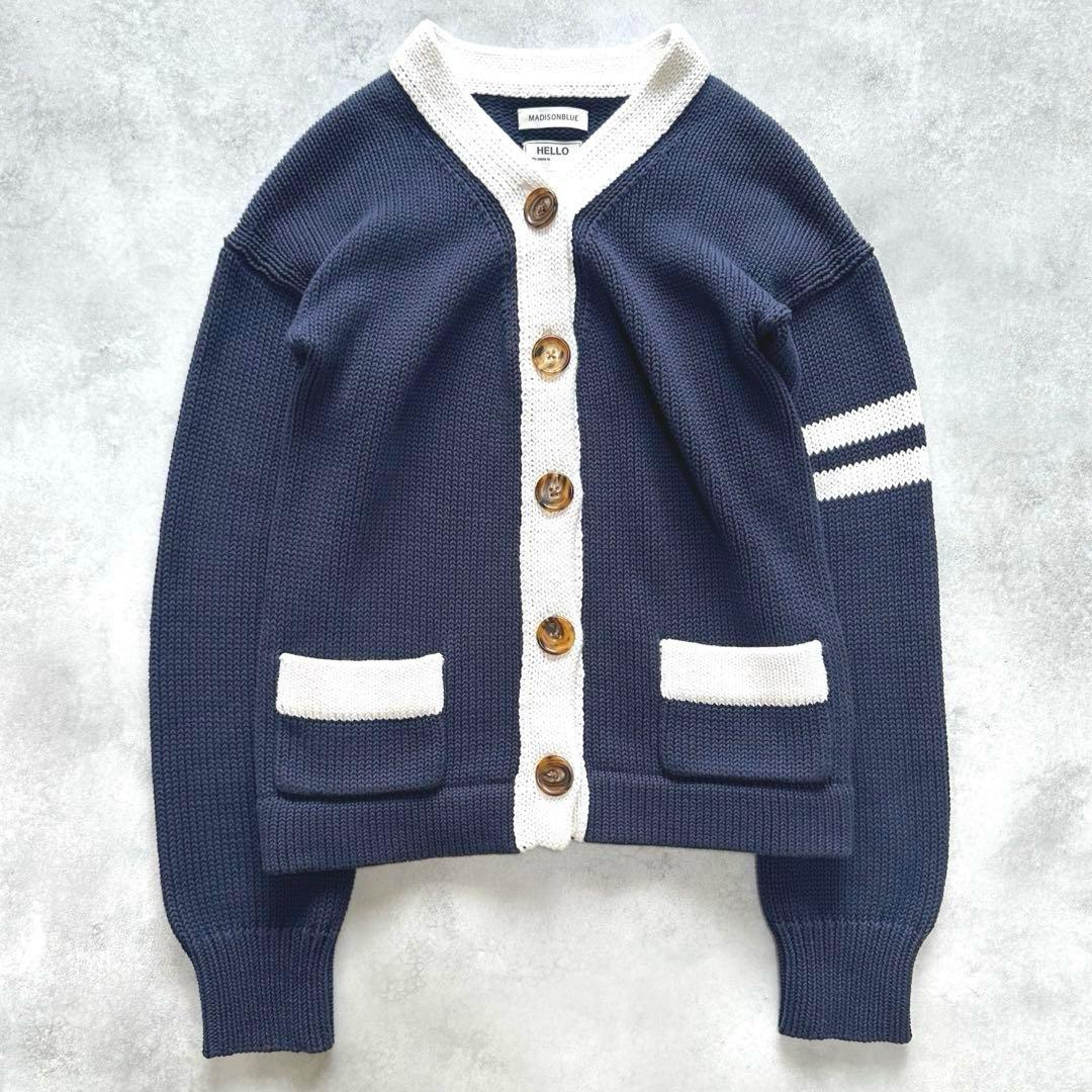 美品✨MADISONBLUE バイカラー カーディガン navy 01