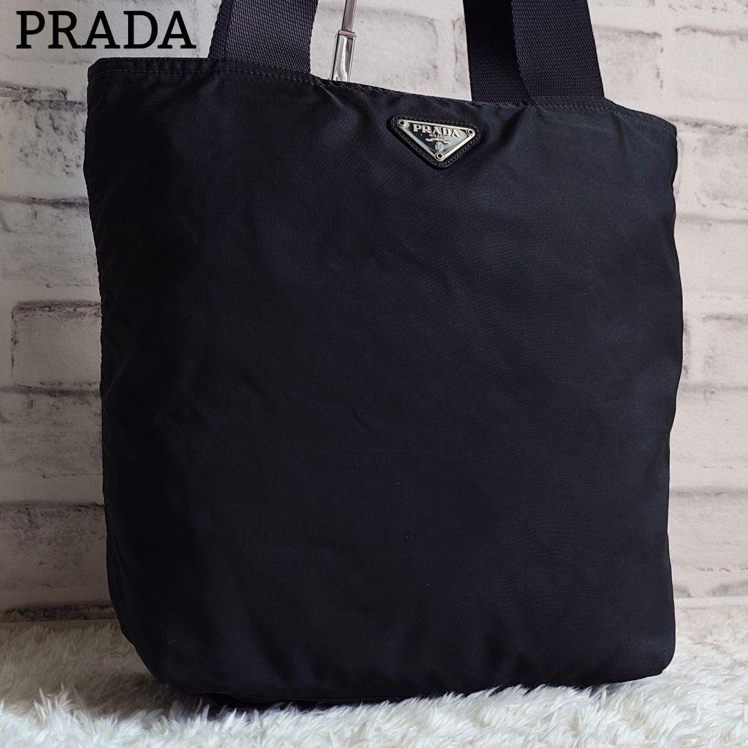 美品》PRADA プラダ トートバッグ 三角ロゴ ナイロン レザー