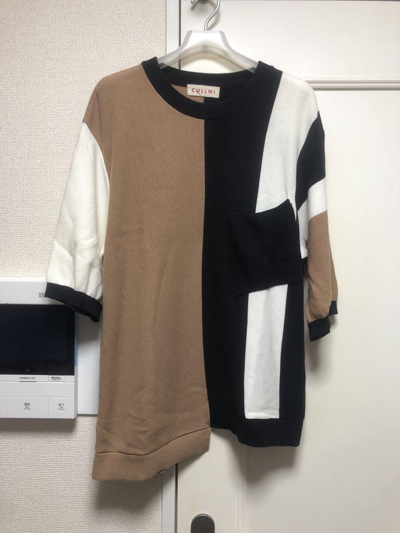 CULLNI クルニ ハーフスリーブ アシンメトリー ニット 半袖 Tシャツ