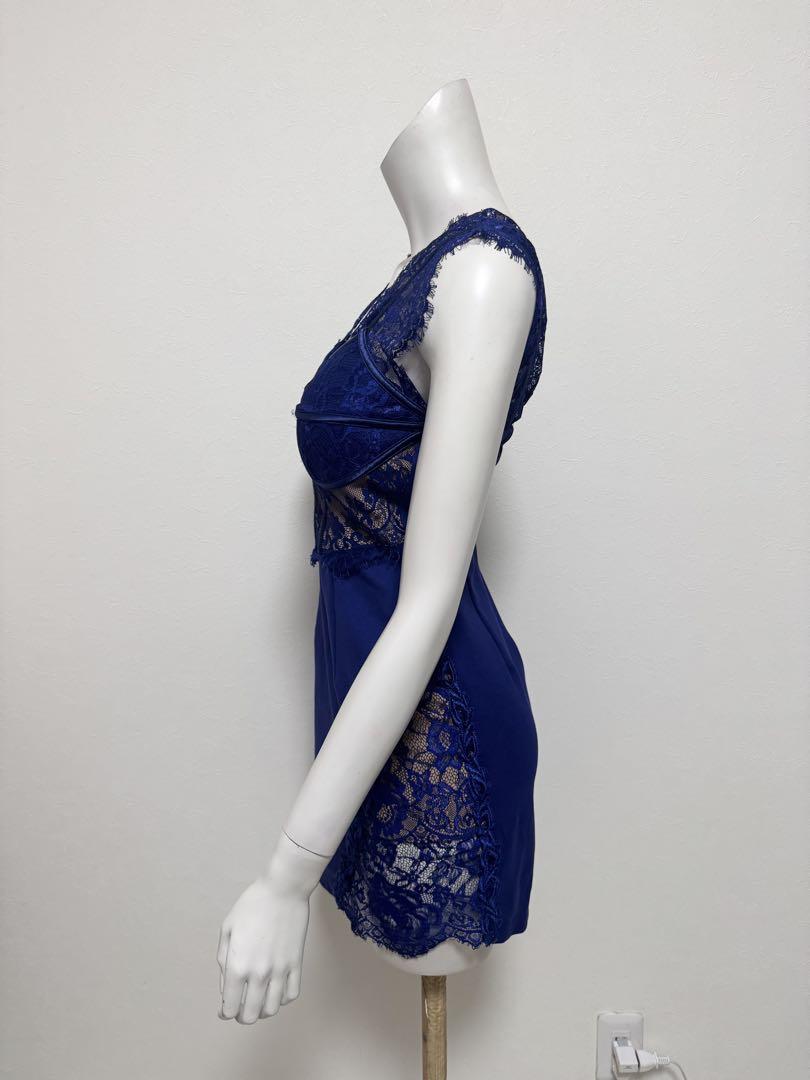 ROBE de FLEURS Glossyグロッシードレスブルーレースドレス
