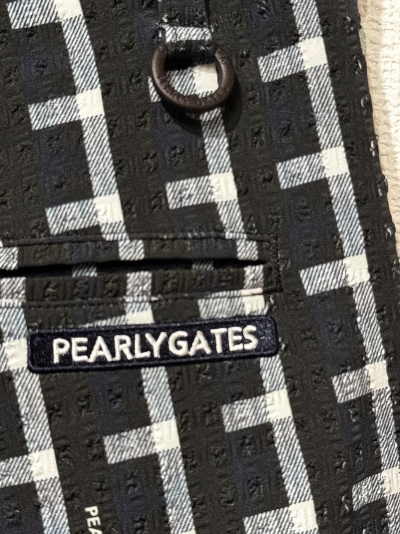 パーリーゲイツ メンズ ギンガムチェックロングパンツ サイズ4 2025 春夏 パーリーゲイツ メンズ ギンガムチェックロングパンツ サイズ4 2025 春夏