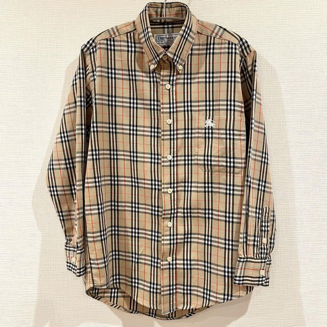 BURBERRY バーバリー ノバチェック 長袖シャツ ホースロゴ 刺繍 刻印 バーバリー ノバチェック ホースロゴ 刺繍 長袖シャツ ベージュ