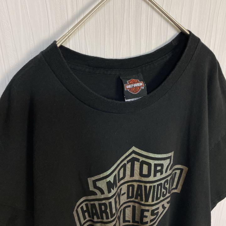 【人気】ハーレーダビッドソン☆tシャツ 戦艦　バックプリント　エンブレムロゴ