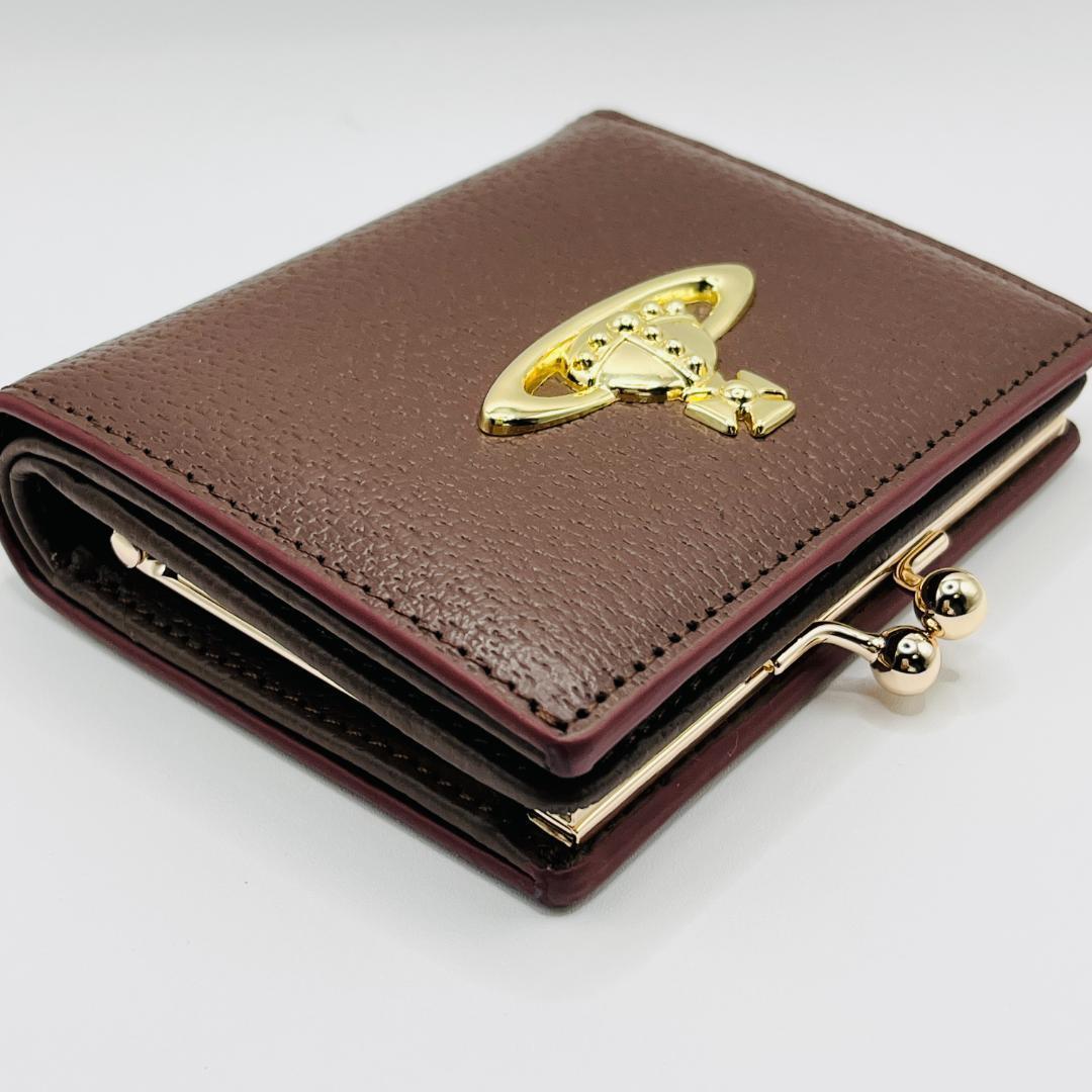 新品 未使用 Vivienne Westwood 茶 ブラウン がま口 二つ折り 新品未使用 Vivienne Westwood 茶 ブラウン 二つ折り がま口