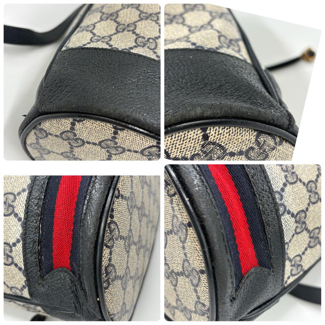 【希少】GUCCI オールドグッチ 紙タグ GG柄 ショルダーバッグ ネイビー