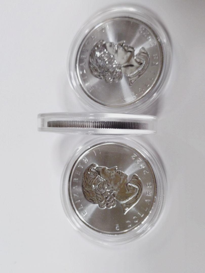 2022カナダメイプルリーフ銀貨1オンス 3枚セット　コインケース付き