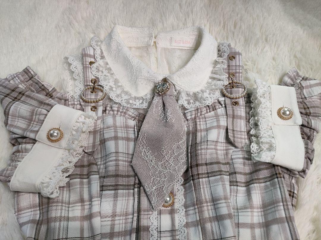 ✨LIZLISA✨ 美品 チェック ネクタイワンピース オフショルダー