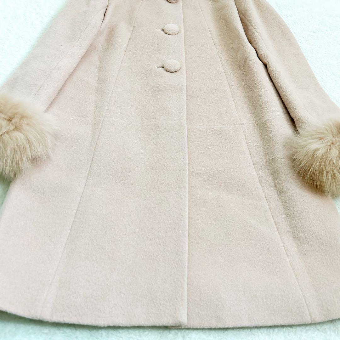 美品 Debut de Fiore フォックスファー ノーカラーコート ピンク