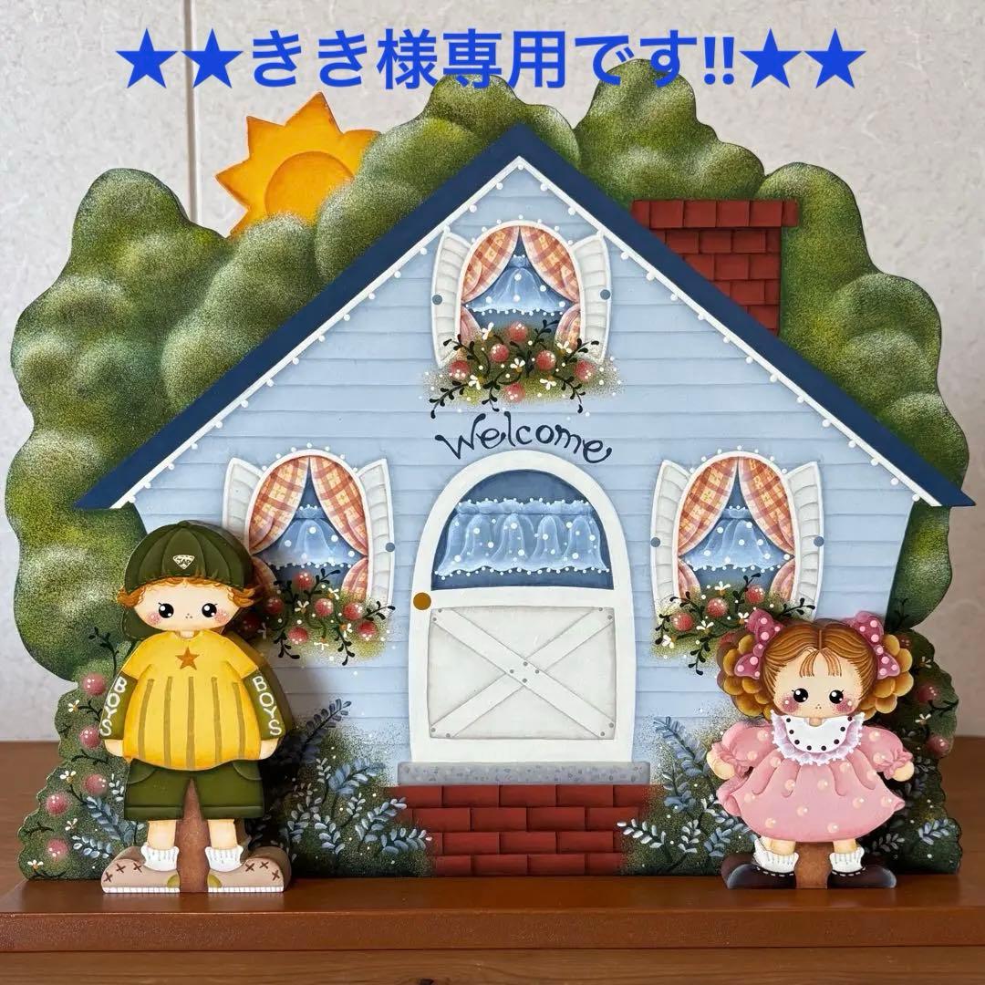 トールペイント作品　女の子の飾り物　2点 トールペイント作品 2点 トールペイン体験土曜日⁄トールペイント