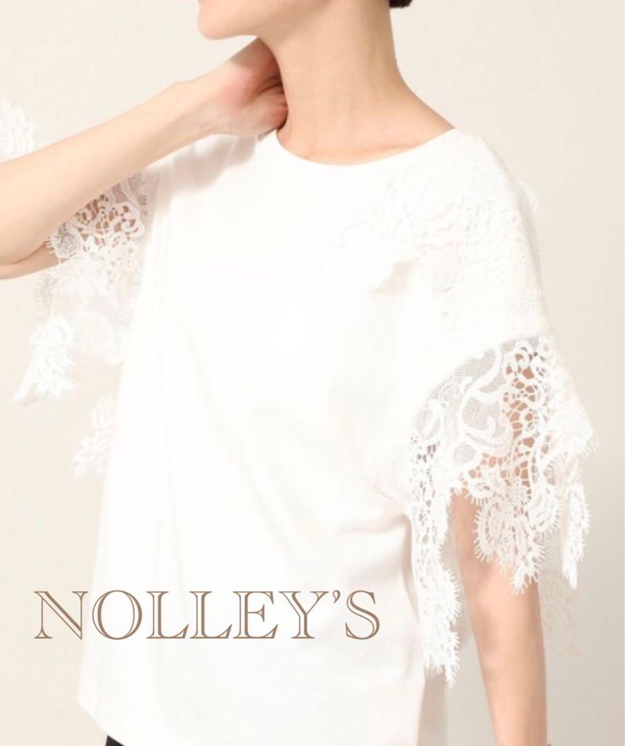 NOLLEY‘S レース切替プルオーバーカットソー　ブラック　新品未着用　M 美品 23SS NOLLEY'S ノーリーズ レース切替プルオーバー