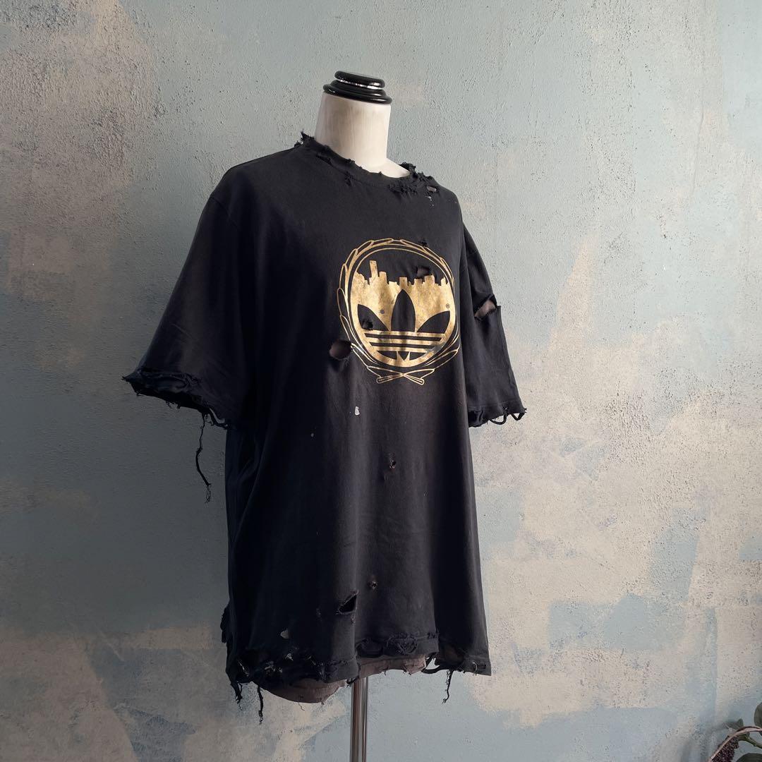 黒タグ“オールド”adidas“XL”ブラック”t-shirt